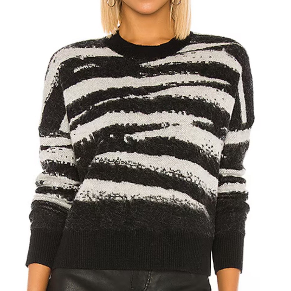 ALLSAINTS Ture Crew Neck Sweater in Ecru White & Black